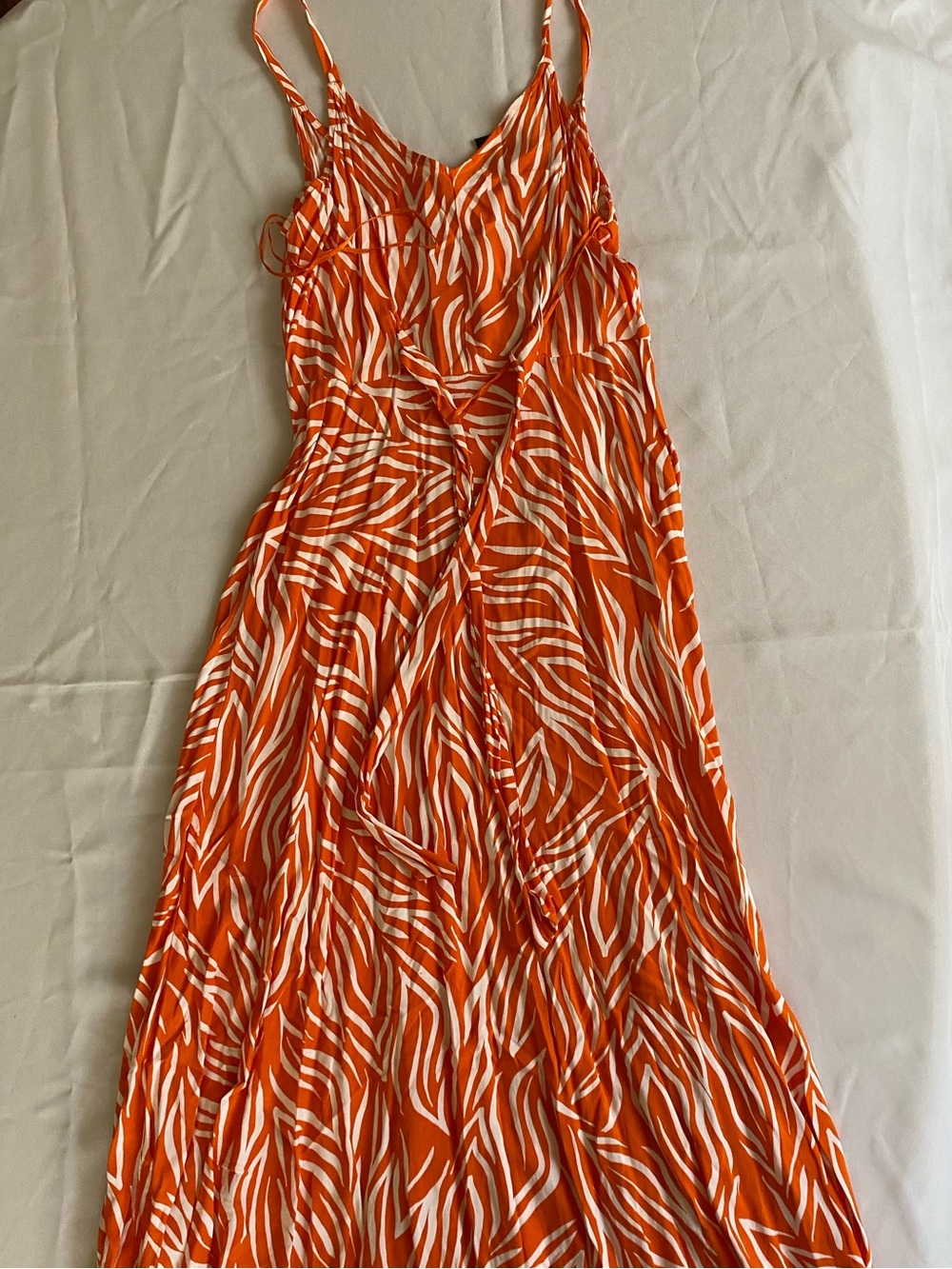 Orange & White Zebra Print Maxi Dress